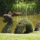 XL Gartenfigur Wasserdrache Nessie mit Moos