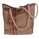 Shopper Bag Umhängetasche Freizeittasche Leinen Farbe natur Motiv 100% Natural  33 x 28 x 20 cm