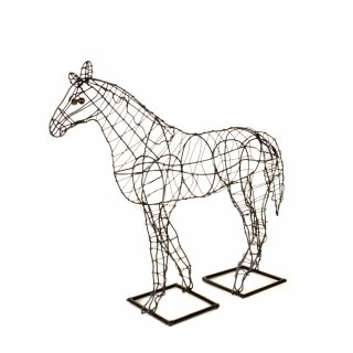 Garten-Figur Pferd Drahtgestell schwarz 43cm hoch