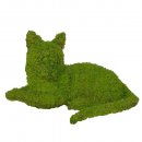 Gartenfigur liegende Katze Draht-Figur mit Moos